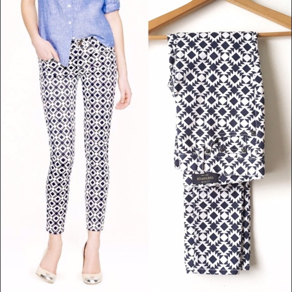J. Crew Aztec Print Toothpick Skinny Jeans sz 27
